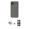 MARSİLYAN™- iPhone 11 Pro Max Kılıf Yadigar Yansıma Serisi - Siyah 34D Hayalet Izgaralı Cam + Pers Alüminyum Kamera Lens - KI