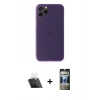 MARSİLYAN™- iPhone 11 Pro Max Kılıf Yadigar Yansıma Serisi - Siyah 34D Hayalet Izgaralı Cam + Kamera Lens Koruma Cam - SF