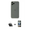 MARSİLYAN™- iPhone 11 Pro Max Kılıf Yadigar Yansıma Serisi - Siyah 34D Hayalet Izgaralı Cam + Kamera Lens Koruma Cam - SF