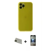MARSİLYAN™- iPhone 11 Pro Max Kılıf Yadigar Yansıma Serisi - Siyah 34D Hayalet Izgaralı Cam + Rainbow Kamera Lens Koruma Cam - YL