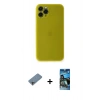 MARSİLYAN™- iPhone 11 Pro Max Kılıf Yadigar Yansıma Serisi - Siyah 34D Izgaralı Cam + Shine Kamera Lens Koruma Cam - GI