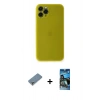 MARSİLYAN™- iPhone 11 Pro Max Kılıf Yadigar Yansıma Serisi - Siyah 34D Izgaralı Cam + Metal Kamera Lens Koruma Cam - GS