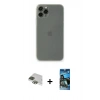 MARSİLYAN™- iPhone 11 Pro Max Kılıf Yadigar Yansıma Serisi - Siyah 34D Izgaralı Cam + Pers Alüminyum Kamera Lens - YL