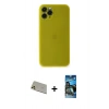 MARSİLYAN™- iPhone 11 Pro Max Kılıf Yadigar Yansıma Serisi - Siyah 34D Izgaralı Cam + Rainbow Kamera Lens Koruma Cam - GD