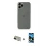MARSİLYAN™- iPhone 11 Pro Max Kılıf Yadigar Yansıma Serisi - Siyah 34D Izgaralı Cam + Yeşil Rainbow Kamera Lens Koruma Cam