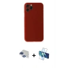 MARSİLYAN™- iPhone 11 Pro Max Kılıf Yadigar Yansıma Serisi - Siyah 3D Antistatik Cam Ekran Koruyucu + Lacivert Pers Alüminyum Kamera Lens