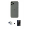 MARSİLYAN™- iPhone 11 Pro Max Kılıf Yadigar Yansıma Serisi - Siyah 3D Antistatik Hayalet Cam Ekran Koruyucu + Pers Alüminyum Kamera Lens - LT