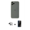 MARSİLYAN™- iPhone 11 Pro Max Kılıf Yadigar Yansıma Serisi - Siyah 3D Antistatik Hayalet Cam Ekran Koruyucu + Pers Alüminyum Kamera Lens - SH