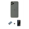 MARSİLYAN™- iPhone 11 Pro Max Kılıf Yadigar Yansıma Serisi - Siyah 3D Antistatik Hayalet Cam Ekran Koruyucu + Metal Kamera Lens Koruma Cam - AKYL