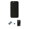 MARSİLYAN™- iPhone 11 Pro Max Kılıf Yadigar Yansıma Serisi - Siyah 3D Antistatik Hayalet Cam Ekran Koruyucu + Mor Metal Kamera Lens Koruma Cam