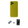 MARSİLYAN™- iPhone 11 Pro Max Kılıf Yadigar Yansıma Serisi - Siyah 3D Antistatik Hayalet Cam Ekran Koruyucu + Metal Kamera Lens Koruma Cam - SH