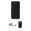 MARSİLYAN™- iPhone 11 Pro Max Kılıf Yadigar Yansıma Serisi - Siyah 3D Antistatik Hayalet Cam Ekran Koruyucu + Pers Alüminyum Kamera Lens - SH