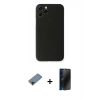 MARSİLYAN™- iPhone 11 Pro Max Kılıf Yadigar Yansıma Serisi - Siyah 3D Antistatik Hayalet Cam Ekran Koruyucu + Shine Kamera Lens Koruma Cam - SH