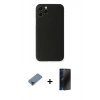 MARSİLYAN™- iPhone 11 Pro Max Kılıf Yadigar Yansıma Serisi - Siyah 3D Antistatik Hayalet Cam Ekran Koruyucu + Metal Kamera Lens Koruma Cam - SH