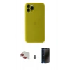MARSİLYAN™- iPhone 11 Pro Max Kılıf Yadigar Yansıma Serisi - Siyah 3D Antistatik Hayalet Cam Ekran Koruyucu + Pers Alüminyum Kamera Lens - KI