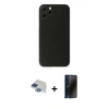 MARSİLYAN™- iPhone 11 Pro Max Kılıf Yadigar Yansıma Serisi - Siyah 3D Antistatik Hayalet Cam Ekran Koruyucu + Pers Alüminyum Kamera Lens - LT