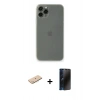 MARSİLYAN™- iPhone 11 Pro Max Kılıf Yadigar Yansıma Serisi - Siyah 3D Antistatik Hayalet Cam Ekran Koruyucu + Renkli Kamera Lens Koruma Cam - MI