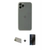 MARSİLYAN™- iPhone 11 Pro Max Kılıf Yadigar Yansıma Serisi - Siyah 3D Antistatik Hayalet Cam Ekran Koruyucu + Gold Rainbow Kamera Lens Koruma Cam