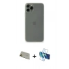 MARSİLYAN™- iPhone 11 Pro Max Kılıf Yadigar Yansıma Serisi - Siyah 3D Antistatik Seramik Nano Ekran Koruyucu + Gold Rainbow Kamera Lens Koruma Cam