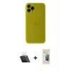 MARSİLYAN™- iPhone 11 Pro Max Kılıf Yadigar Yansıma Serisi - Siyah 6D Mat Seramik Hayalet Nano Ekran Koruyucu + Şeffaf Kamera Lens Koruma Cam