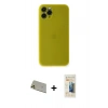 MARSİLYAN™- iPhone 11 Pro Max Kılıf Yadigar Yansıma Serisi - Siyah 6D Mat Seramik Hayalet Nano Ekran Koruyucu + Gold Rainbow Kamera Lens Koruma Cam