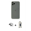 MARSİLYAN™- iPhone 11 Pro Max Kılıf Yadigar Yansıma Serisi - Siyah Bilvis Hayalet Cam Ekran Koruyucu + Pers Alüminyum Kamera Lens - SH