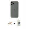 MARSİLYAN™- iPhone 11 Pro Max Kılıf Yadigar Yansıma Serisi - Siyah Bilvis Hayalet Cam Ekran Koruyucu + Renkli Kamera Lens Koruma Cam - TU