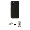 MARSİLYAN™- iPhone 11 Pro Max Kılıf Yadigar Yansıma Serisi - Siyah Bilvis Hayalet Cam Ekran Koruyucu + Sarı Renkli Kamera Lens Koruma Cam