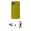 MARSİLYAN™- iPhone 11 Pro Max Kılıf Yadigar Yansıma Serisi - Siyah Bilvis Hayalet Cam Ekran Koruyucu + Pers Alüminyum Kamera Lens - SH