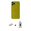 MARSİLYAN™- iPhone 11 Pro Max Kılıf Yadigar Yansıma Serisi - Siyah Bilvis Hayalet Cam Ekran Koruyucu + Renkli Kamera Lens Koruma Cam - YL
