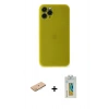 MARSİLYAN™- iPhone 11 Pro Max Kılıf Yadigar Yansıma Serisi - Siyah Polymer Nano Ekran Koruyucu + Renkli Kamera Lens Koruma Cam - PE