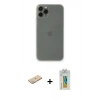 MARSİLYAN™- iPhone 11 Pro Max Kılıf Yadigar Yansıma Serisi - Siyah Polymer Nano Ekran Koruyucu + Yeşil Renkli Kamera Lens Koruma Cam