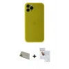 MARSİLYAN™- iPhone 11 Pro Max Kılıf Yadigar Yansıma Serisi - Siyah Seramik Nano Ekran Koruyucu + Rainbow Kamera Lens Koruma Cam - GD