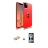 MARSİLYAN™- iPhone 11 Pro Max Kılıf Yankı Form Prime - Siyah 34D Hayalet Izgaralı Cam + Renkli Kamera Lens Koruma Cam - PE