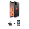 MARSİLYAN™- iPhone 11 Pro Max Kılıf Yankı Form Prime - Siyah 34D Hayalet Izgaralı Cam + Şeffaf Kamera Lens Koruma Cam