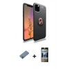 MARSİLYAN™- iPhone 11 Pro Max Kılıf Yankı Form Prime - Siyah 34D Hayalet Izgaralı Cam + Shine Kamera Lens Koruma Cam - SABE