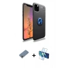 MARSİLYAN™- iPhone 11 Pro Max Kılıf Yankı Form Prime - Siyah 3D Antistatik Cam Ekran Koruyucu + Metal Kamera Lens Koruma Cam - GD