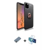 MARSİLYAN™- iPhone 11 Pro Max Kılıf Yankı Form Prime - Siyah 3D Antistatik Cam Ekran Koruyucu + Metal Kamera Lens Koruma Cam - MR