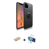 MARSİLYAN™- iPhone 11 Pro Max Kılıf Yankı Form Prime - Siyah 3D Antistatik Cam Ekran Koruyucu + Renkli Kamera Lens Koruma Cam - PE