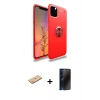 MARSİLYAN™- iPhone 11 Pro Max Kılıf Yankı Form Prime - Siyah 3D Antistatik Hayalet Cam Ekran Koruyucu + Pembe Renkli Kamera Lens Koruma Cam