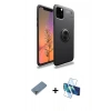 MARSİLYAN™- iPhone 11 Pro Max Kılıf Yankı Form Prime - Siyah 3D Antistatik Seramik Nano Ekran Koruyucu + Metal Kamera Lens Koruma Cam - AKYL