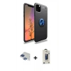 MARSİLYAN™- iPhone 11 Pro Max Kılıf Yankı Form Prime - Siyah Bilvis Hayalet Cam Ekran Koruyucu + Pers Alüminyum Kamera Lens - LT