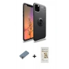 MARSİLYAN™- iPhone 11 Pro Max Kılıf Yankı Form Prime - Siyah Mat Seramik Nano Ekran Koruyucu + Metal Kamera Lens Koruma Cam - GD