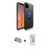 MARSİLYAN™- iPhone 11 Pro Max Kılıf Yankı Form Prime - Siyah Mat Seramik Nano Ekran Koruyucu + Rainbow Kamera Lens Koruma Cam - GD