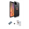 MARSİLYAN™- iPhone 11 Pro Max Kılıf Yankı Form Prime - Siyah Seramik Nano Ekran Koruyucu + Shine Kamera Lens Koruma Cam - GI