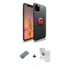 MARSİLYAN™- iPhone 11 Pro Max Kılıf Yankı Form Prime - Siyah Seramik Nano Ekran Koruyucu + Shine Kamera Lens Koruma Cam - GI