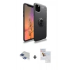 MARSİLYAN™- iPhone 11 Pro Max Kılıf Yankı Form Prime - Siyah Seramik Nano Ekran Koruyucu + Pers Alüminyum Kamera Lens - LT