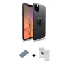 MARSİLYAN™- iPhone 11 Pro Max Kılıf Yankı Form Prime - Siyah Seramik Nano Ekran Koruyucu + Shine Kamera Lens Koruma Cam - GS