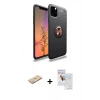 MARSİLYAN™- iPhone 11 Pro Max Kılıf Yankı Form Prime - Siyah Seramik Nano Ekran Koruyucu + Renkli Kamera Lens Koruma Cam - YL
