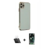 MARSİLYAN™- iPhone 11 Pro Max Kılıf Yankı Serisi - Şeffaf 360 Full Body Arka Koruyucu + Kamera Lens Koruma Cam - SF